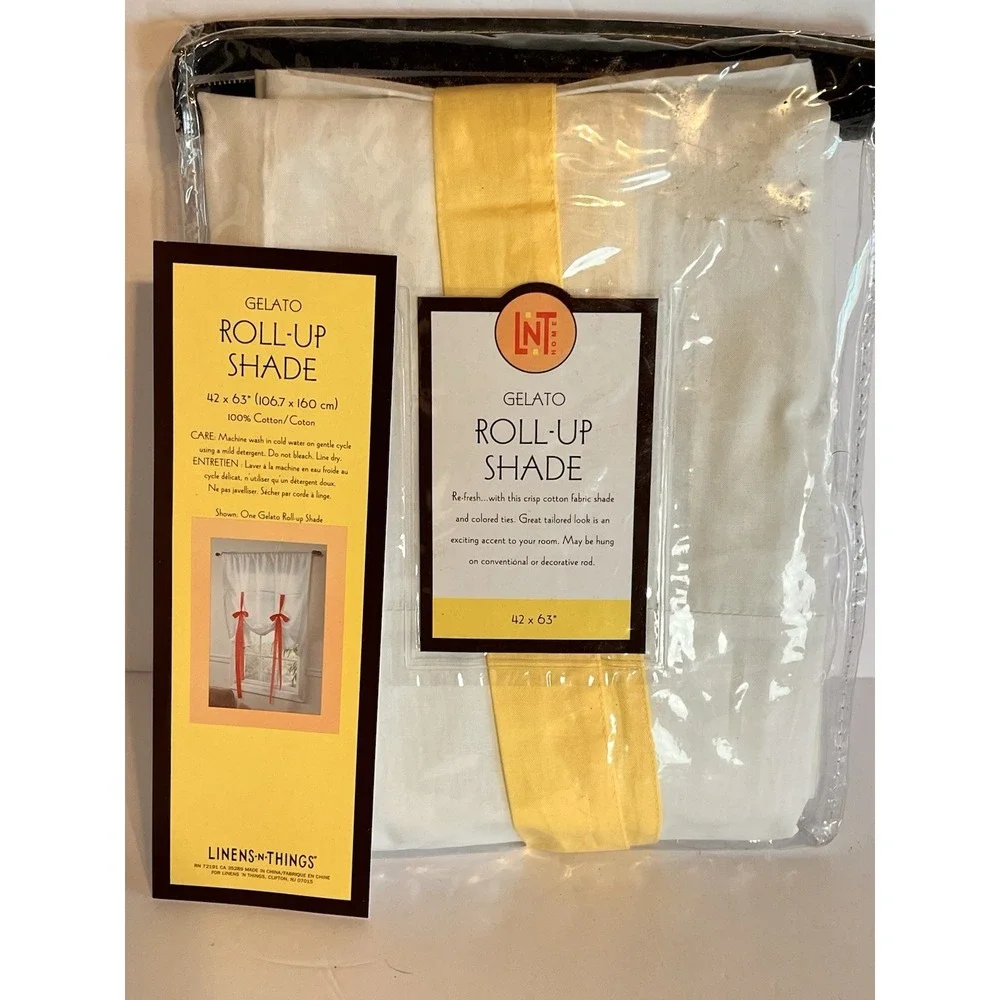 Roll Up Shade White With Yellow Ribbon Gelato Linens And Things 42